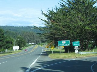 California 255 comes to an end at the ramp to U.S. 101 (Redwood Highway) north to Crescent City. If you were to continue to the east, Samoa Boulevard will aim southeast, transitioning onto Old Arcata Road (which provides an alternative to U.S. 101 between Eureka and Arcata).