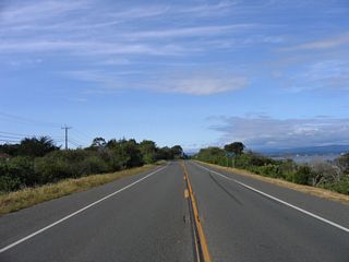 Northbound California 255 approaches Peninsula Drive just north of Samoa and south of Manila.