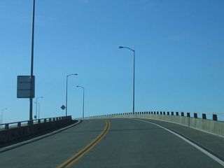 Continuing north (west), California 255 carries two lanes over Humboldt Bay on its way to Woodley Island.