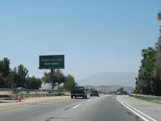 Exit 1 A connects SR 259 north with Highland Avenue, the former business routes for SR 18 and SR 30 in San Bernardino.