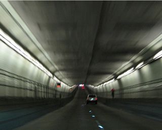 View of the interior of northbound California 61/260/Posey Tube.