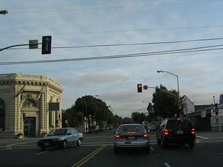 Southbound California 160 (Webster Street) at Santa Clara Avenue.