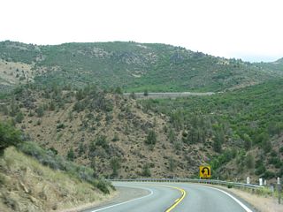 Unlike the freeway, California 263 has some sharp twists and curves as it follows a ridge above the river.
