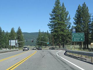 Southbound California 267 meets Truckee Tahoe Airport Road and Schaffer Mill Road. Turn right on Schaffer Mill Road to the residential community surrounding Lahontan Golf Club.