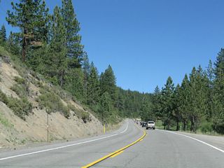 Occasionally the road opens up enough to allow passing, but usually it's on a uphill grade on this side of Brockway Summit. Around here, California 267 is traveling almost due east to make the pass over the Tahoe Rim.