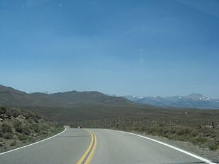 California 270 initially travels west between Bodie Mountain and Mount Biedeman.