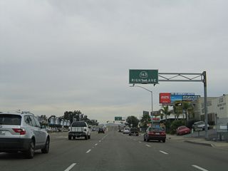 Continuing east, Balboa Avenue (old California 274) approaches the turn off for Mercury Street south to California 163 (Cabrillo Freeway) south to Downtown.