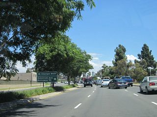 Eastbound Balboa Avenue (old California 274) advances to Charger Boulevard north, Eckstrom Avenue east, and Hathaway Street south.