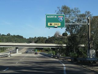 A flyover ramp carries traffic from Interstate 15 north to Balboa Avenue (old California 274) west.
