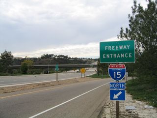 The entrance ramp joining Balboa Avenue west with Interstate 15 (Escondido Freeway) north to Riverside.