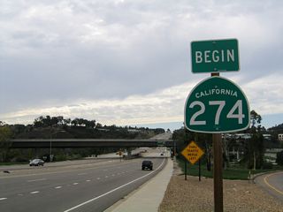 A rare begin shield was posted for California 274 for from around 1999 until 2005.