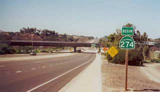 This begin shield for SR 274 was placed around the same time that the city of San Diego took over ownership of this route.