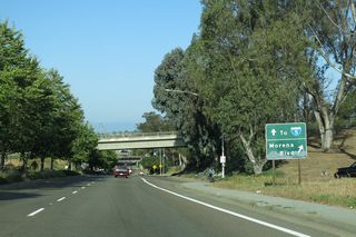 Balboa Avenue enters a parclo intercahnge with Morena Boulevard to the west of Moraga Avenue. The oldest alignment of Historic U.S. 101 turns from Morena Boulevard onto westbound Balboa Avenue/Garnet Avenue at this exchange.