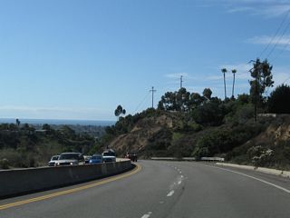Balboa Avenue descends toward Pacific Beach from Clairemont Drive west into Rose Canyon.