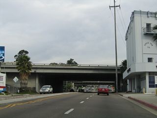 Garnet Avenue (old SR 274) passes under Interstate 5 without direct access.