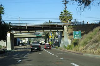The ramp from Morena Boulevard adds an auxiliary lane along Garnet Avenue west to the loop ramp for Interstate 5 south and Mission Bay Drive north to I-5 north.