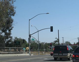 The eastbound entrance ramp from Main Street for SR 60 to Moreno Valley, Beaumont and Indio passes under Orange Street before joining the Moreno Valley Freeway.