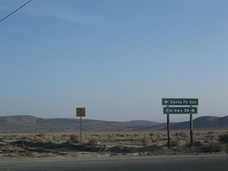 Northbound Lenwood Road meets Old Highway 58 (old U.S. 466) west of Barstow.