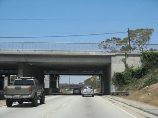 Another bridge carries Florence Avenue over La Cienega Boulevard. Here the freeway is still within the footprint of nearby Interstate 405.