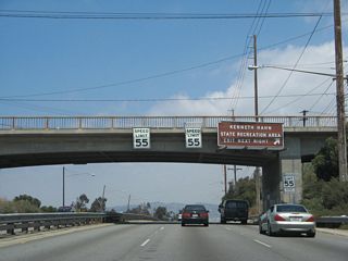 The next (and final) exit along La Cienega Boulevard is with Kenneth Hahn State Recreation Area Drive in Baldwin Hills (next right).