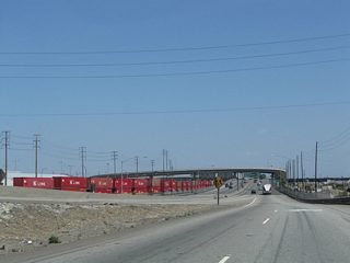 Harbor Scenic Drive ends at the point where Interstate 710 joins the freeway from the left. 