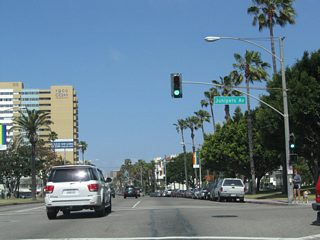 Aside from a few exceptions (such as Temple and Cherry Avenues), each intersecting street along westbound Ocean Boulevard descends in alphabetical order. Junipero Avenue intersects Ocean Boulevard west of Kennebec and Lindero Avenues and east of Cherry Avenue, Hermosa and Gaviota Avenues.