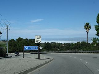 Crenshaw Boulevard descends from the top of Rancho Palos Verdes and proceeds northeast toward Rolling Hills, Rolling Hills Estates, Lomita, and Torrance.