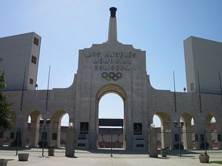 This is the main entrance to the Los Angeles Coliseum, which is home to the University of Southern California and was a site for the 1984 Summer Olympics.