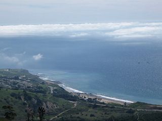 Looking east from the same vantage point toward Trump National Golf Course. The open space below this point was originally intended to carry an extension of Crenshaw Boulevard south to Palos Verdes Drive South, but constant land motion has prevented any construction on this unstable bluff.