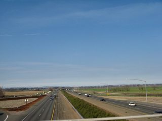 This view looks northwest along Interstate 5 toward the city of Woodland from the Sacramento International Airport (SMF) connector road.