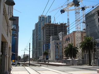 County Center/Little Italy station along the San Diego Trolley line.