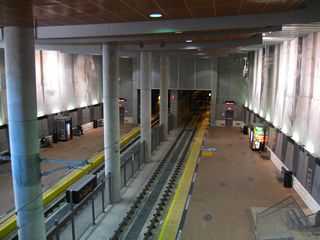 The San Diego State University trolley station is below ground.
