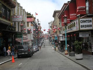 Grant Street travels one-way northbound. On-street parking is limited on both sides of the street. Shops, restaurants, and antique stores line Grant Street in Chinatown. There is a lot of pedestrian traffic in this area since it is a tourist attraction.
