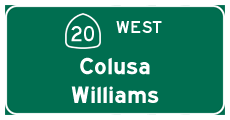 Continue west to Colusa and Williams