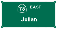 Proceed on California 78 east to Julian