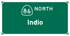 Proceed north on California 86 to Indio