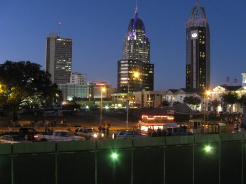 Downtown Mobile during Mardi Gras