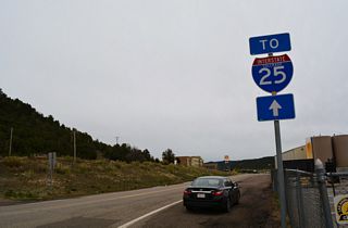 Construction underway from July 2021 to the end of 2022 converts the diamond interchange joining Santa Fe Trail and Interstate 25 into a dumbbell interchange.