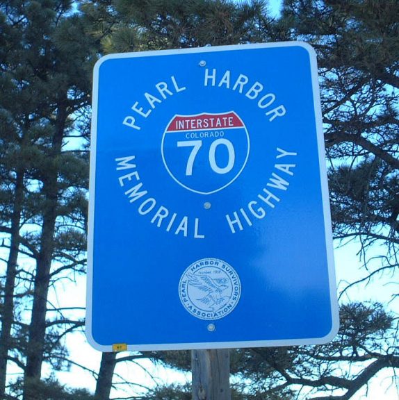 I-70 Pearl Harbor Memorial Highway sign