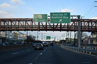 Eastern Avenue stems southeast from Kenilworth Avenue NE along the District line to Fairmount Heights and Seat Pleasant, Maryland. Quarles Street, like Polk Street, is a short residential severed by D.C. 295 (Kenilworth Avenue Freeway).