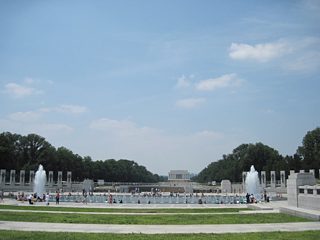 17th Street NW becomes SW as it passes by the National World War II Memorial to the east.