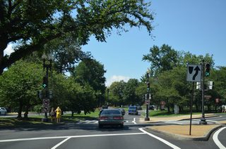 A traffic light follows with Rauol Wallenberg Place north to 14th Street NW by the Bureau of Engraving and Printing.