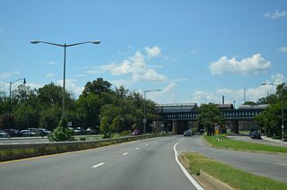 A wye interchange with two lane ramps connects Interstate 395 (Southwest Freeway) to Maine Avenue by L'Enfant Plaza. The ramps were constructed for the South Leg Freeway, that would have carried Interstate 695 northwest to I-66 & U.S. 50 at the east end of the Theodore Roosevelt Memorial Bridge.