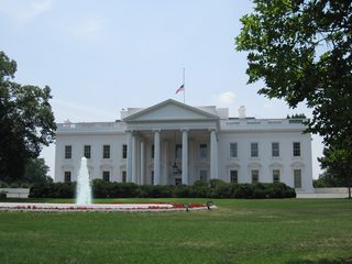Pennsylvania Avenue NW between 17th Street NW and 15th Street NW was closed to vehicular traffic due to security reasons. The White House faces the street northward.