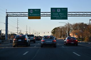 Old Landing Road (Rd 274) heads 2.86 miles south from SR 1 to Warrington Neck and the Rehoboth Bay community. SR 24 (John J. Williams Highway) west and SR 1D north follow from SR 1 in a half mile. SR 1D forms a suburban loop northwest to SR 23 and U.S. 9 at Belltown.