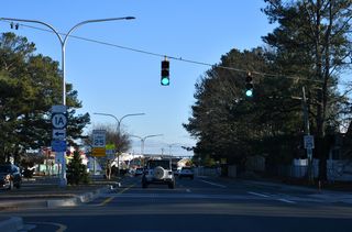 Bayard Avenue branches south from a signalized intersection with SR 1 (Coastal Highway) ahead of St. Louis Street east to SR 1A (King Charles Avenue) north to Rehoboth Beach.