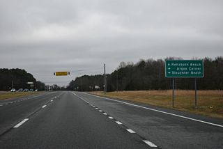 SR 1 crosses Cedar Creek onto Slaughter Neck, where it bypasses the settlement of Argo Corners.
