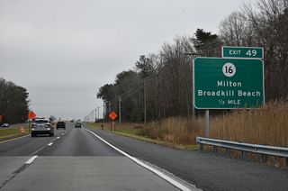 Entering the state west of Greenwood, SR 16 forms a multi-state route with MD 16. Within Delaware, SR 16 travels 30.31 miles through Greenwood, Ellendale and Milton.