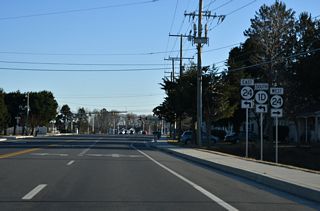 SR 1D combines with SR 24 (John J. Williams Highway) east for the return to SR 1 (Coastal Highway). SR 24 west connects the Delaware Beaches with Millsboro and Laurel.