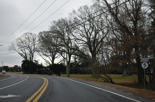 Confirming marker for SR 5 (Harbeson Road) posted south of SR 5 ALT (Sand Hill Road).